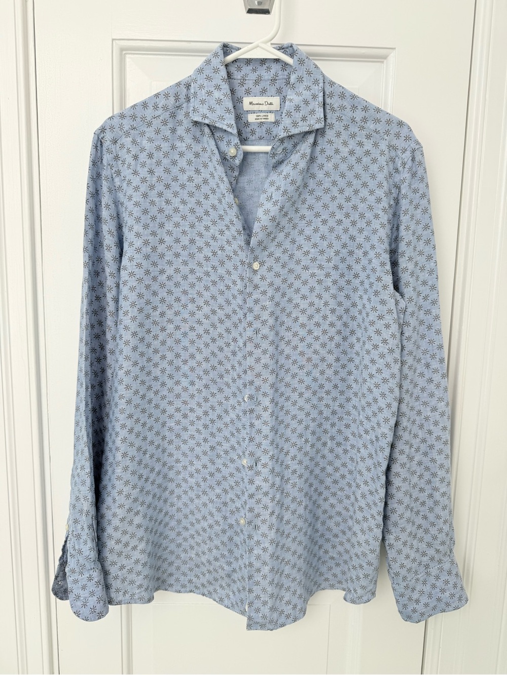 Massimo Dutti Men's Long-Sleeve Linen Shirt Light Blue Floral Size M - Picture 9 of 14